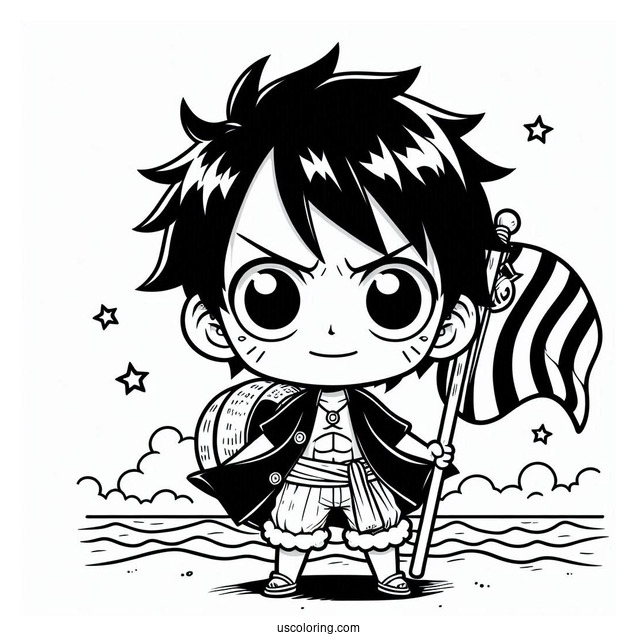 Chibi Luffy Coloring Page For Preschoolers