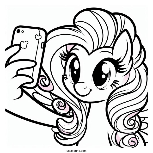 Pinkie Pie Coloring Page Taking A Selfie With Fluttershy