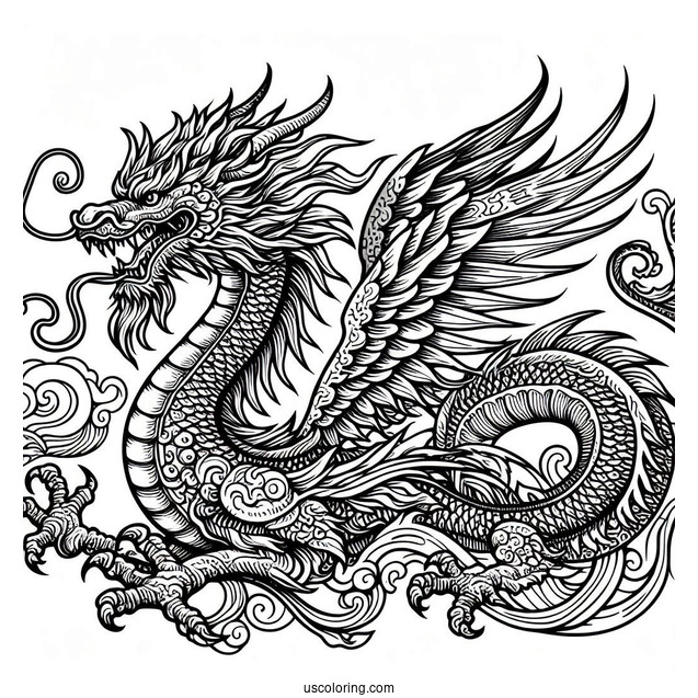 Ancient Looking Dragon To Color