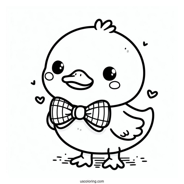 Cute Coloring Page Duck Wearing A Bowtie