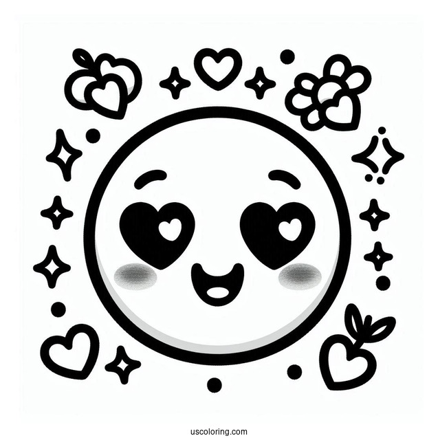 Emoji Coloring Page Of Kawaii Full Page Emoji Montage Of Feelings And Hearts