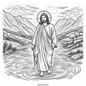 Jesus Walked On Water Miracle Coloring Page