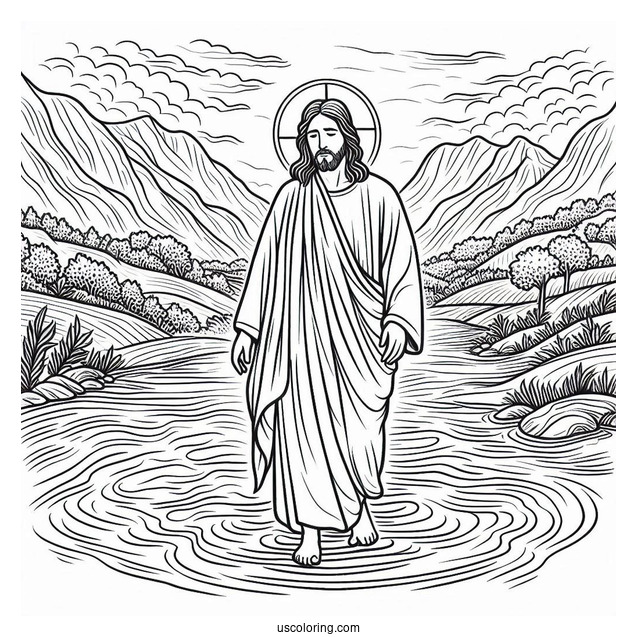 Jesus Walked On Water Miracle Coloring Page