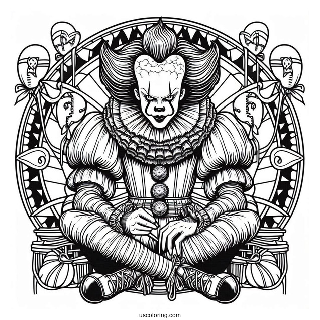 Pennywise Coloring Page Vintage Circus Poster