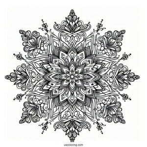 Full Page Of Intricate Snowflake Coloring Page