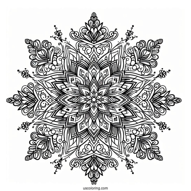 Full Page Of Intricate Snowflake Coloring Page