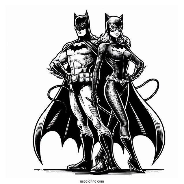 Batman And Catwoman Coloring Sheet