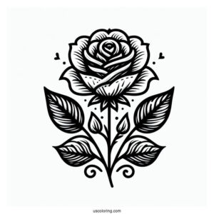 Floral Rose Design To Color