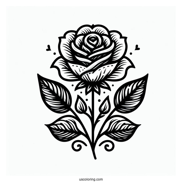 Floral Rose Design To Color