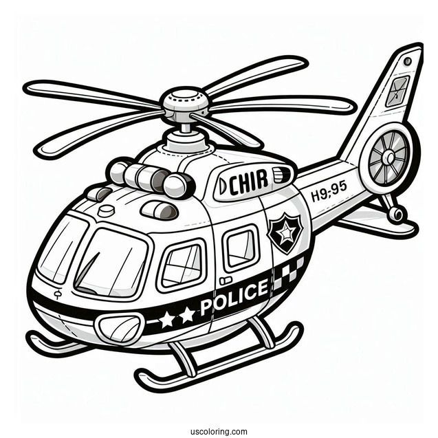 Police Helicopter Coloring Page For Kids