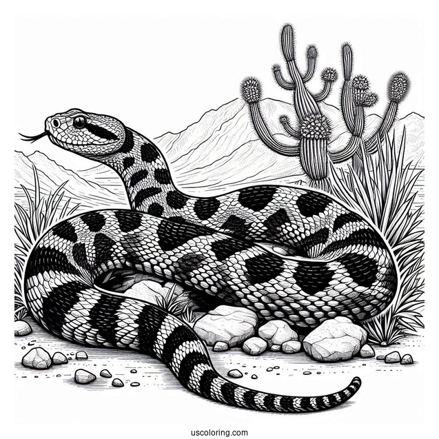 Detailed Black Tailed Rattlesnake In The Desert