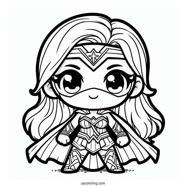 Chibi Justice League Coloring Page Of Heroes For Kids