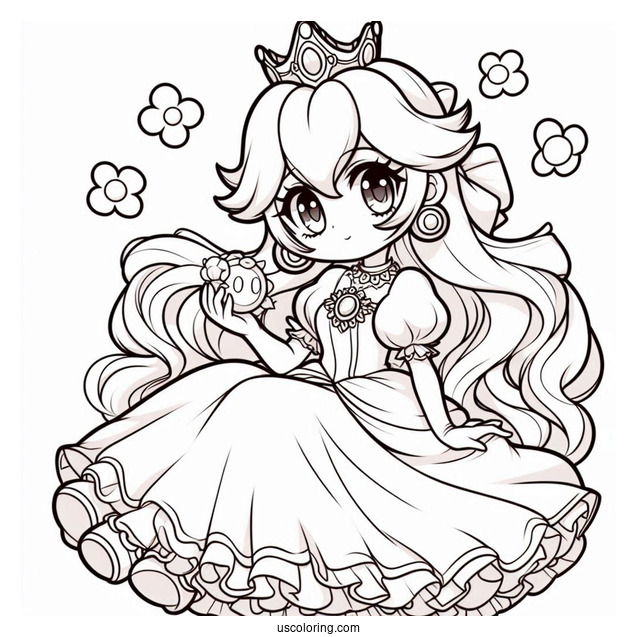 Princess Coloring Page Of Anime Princess Peach