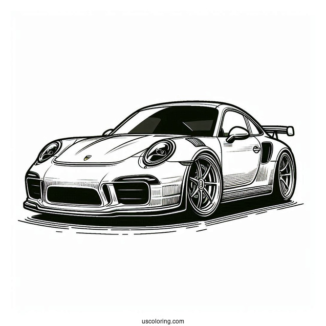 Simple Outline Of Solido Porsche Coloring Page