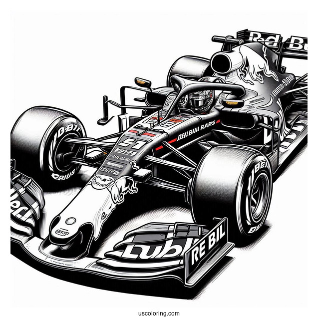 Red Bull Racing RB14 F1 Coloring Page Car