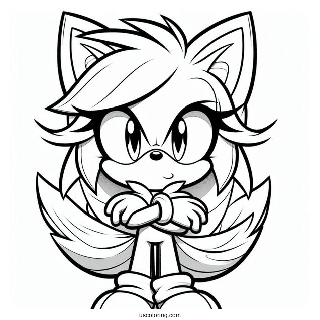 Furry Super Sonic Coloring Page With Arms Crossed