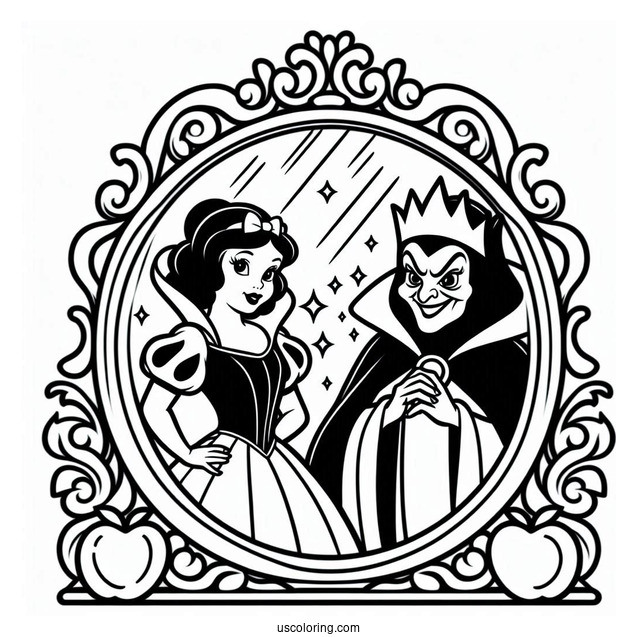 The Evil Queen In The Magic Mirror Coloring Page
