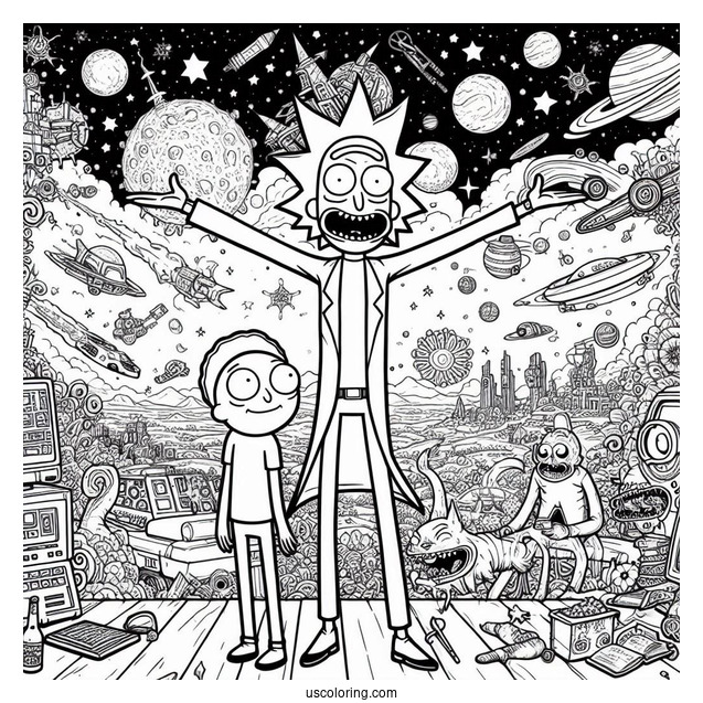 Detailed Rick And Morty TV Poster Coloring Page