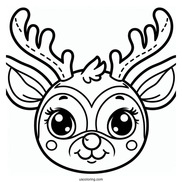 Simple Rudolph Coloring Page Face Template