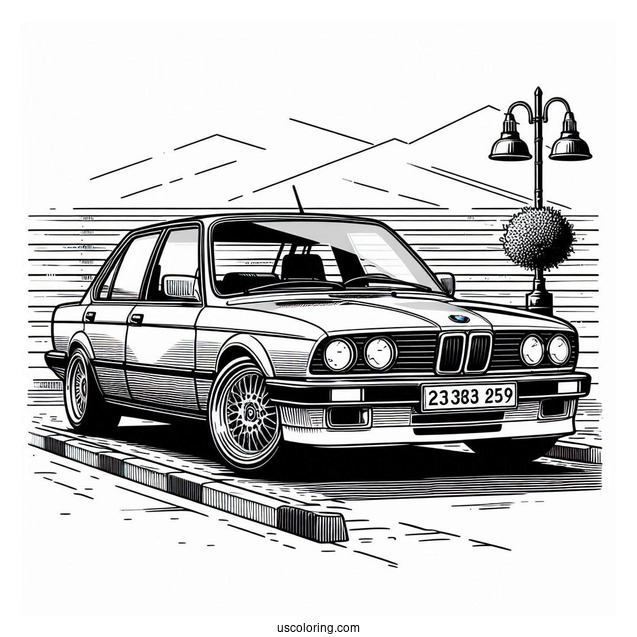 Parked BMW Coloring Page 3 Series E30