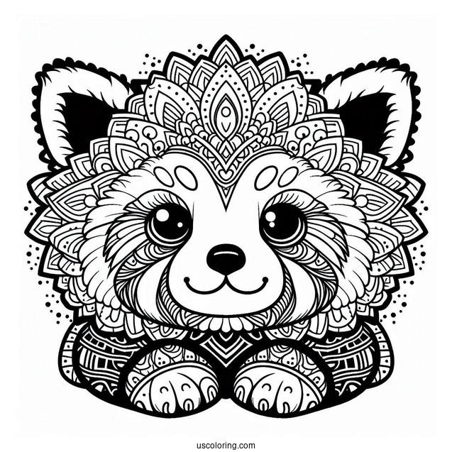 Red Panda Mandala To Color For Relaxation