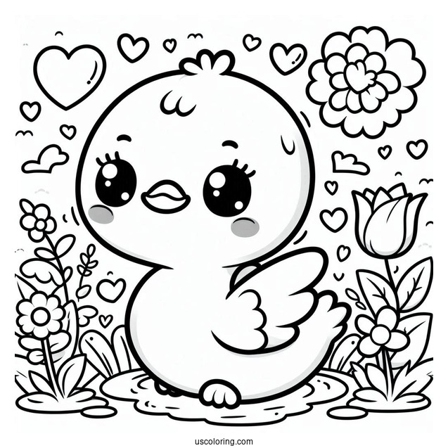 Kawaii Swan Coloring Page For Preschoolers