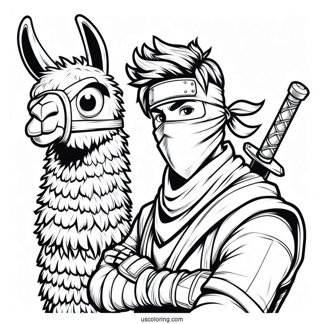 Fortnite Ninja With Llama Coloring In