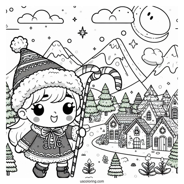 Cartoon North Pole Coloring Page Sign For Kids