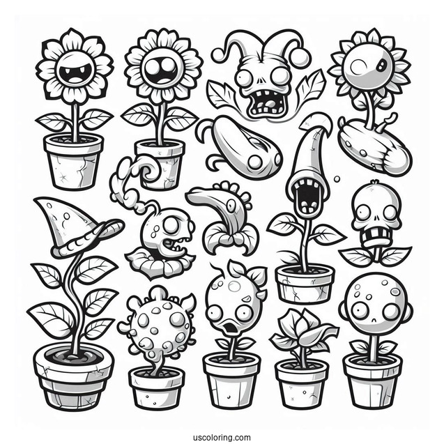 Various Plants From Plants Vs Zombies