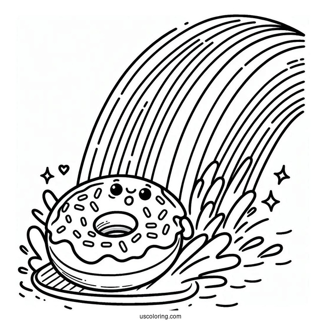 Fun Donut Coloring Page Sliding Down The Rainbow