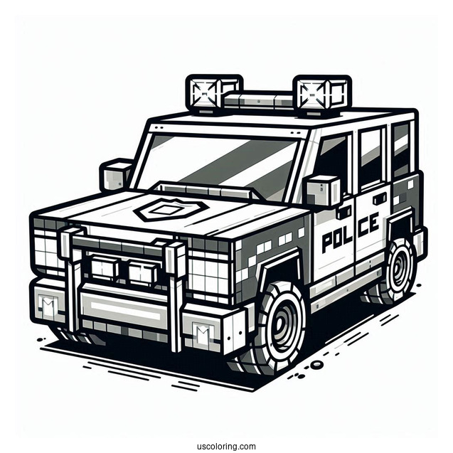 Minecraft Police Car Coloring Page