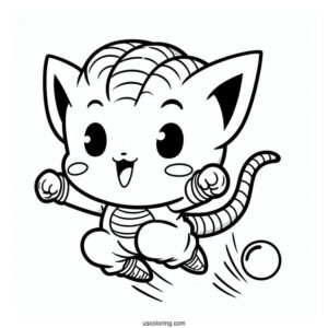 Happy Puar Jumping Dragon Ball Z Coloring Page For Kids
