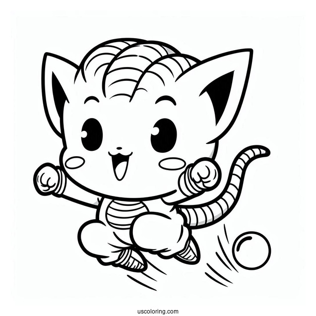 Happy Puar Jumping Dragon Ball Z Coloring Page For Kids