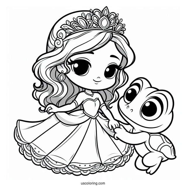 Chibi Tiana With Prince Naveen Coloring Sheet