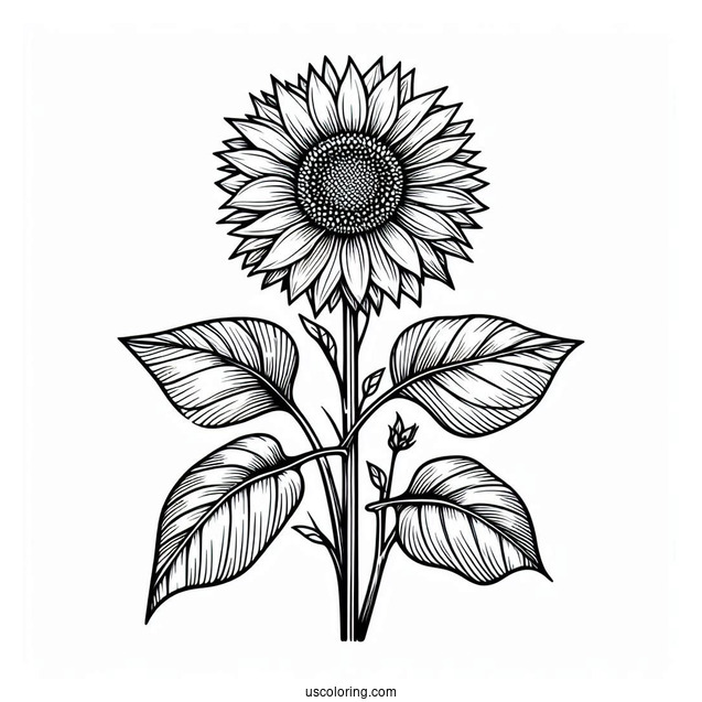 Tall Standing Sunflowers Coloring Sheet