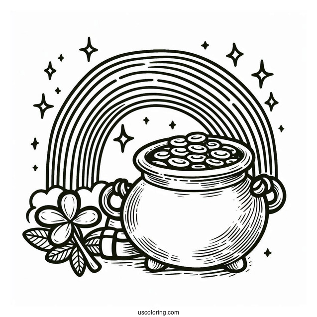 Simple Pot Of Gold At End Of The Rainbow For Kids