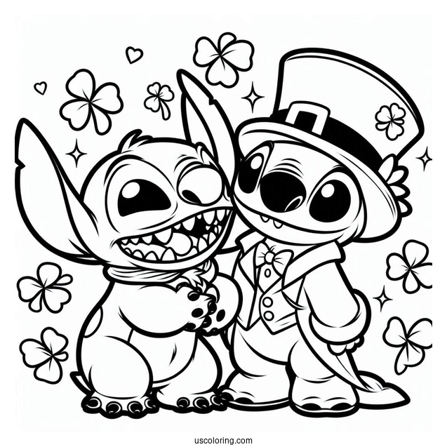 Lilo And Stitch Themed St Patrick_s Day Coloring Sheet