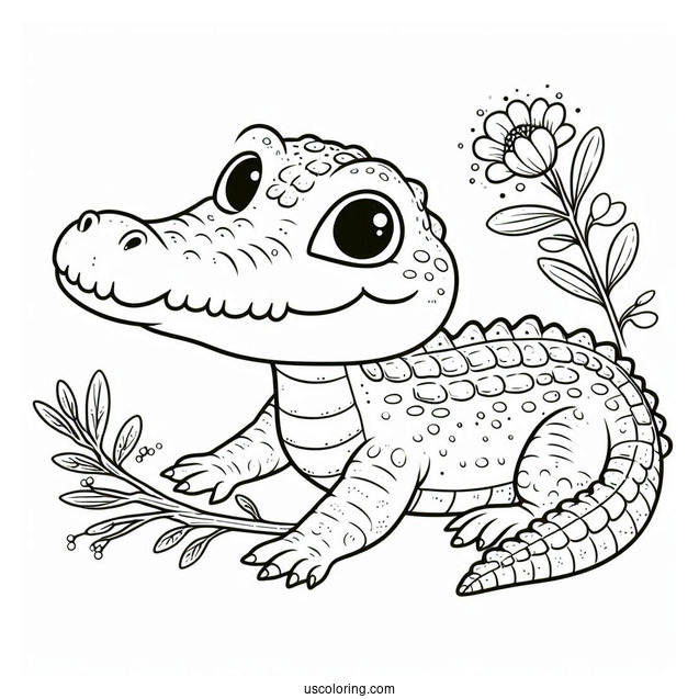 Simple To Color Crocodile Picture For Kids