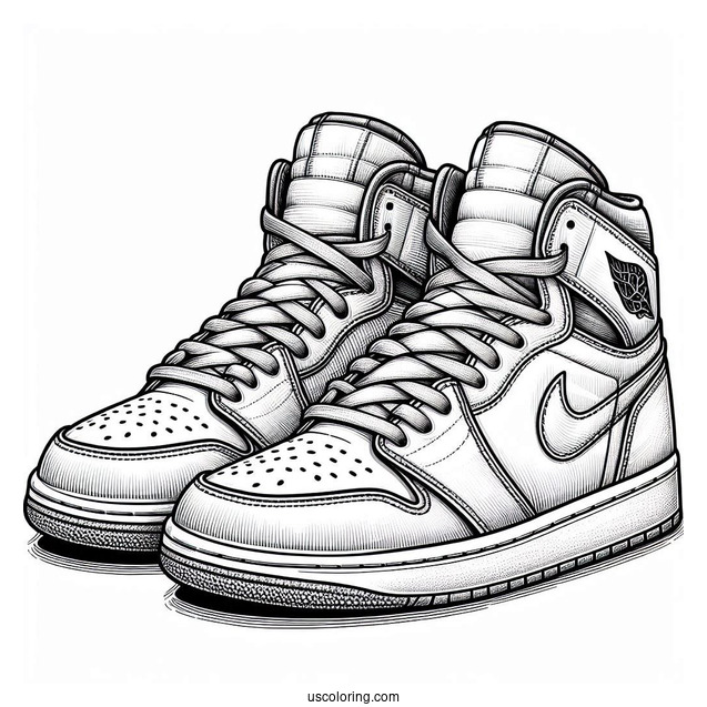 Detailed Pair Of Air Jordans Coloring Page