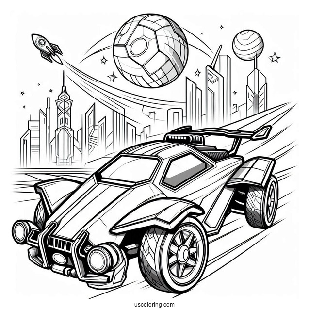 Rocket League Coloring Page Poster For Kids