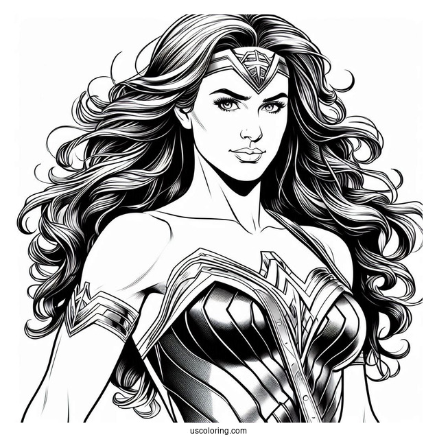 Realistic Justice League Coloring Page Wonder Woman