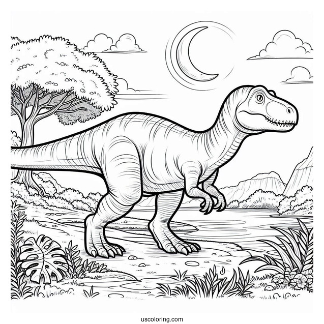 Dinosaur Coloring Page Of Ouranosaurus Strolling In Nature