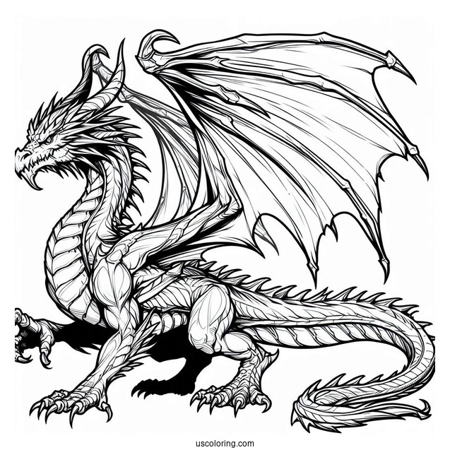 Fierce Looking Dragon With Wings And Claws Out