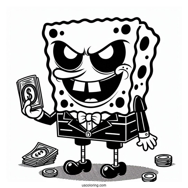 SpongeBob Coloring Page Of Evil Blackjack For Kids