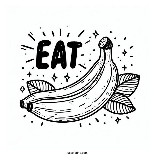 Eat Word Next To A Banana Coloring Page For Kids