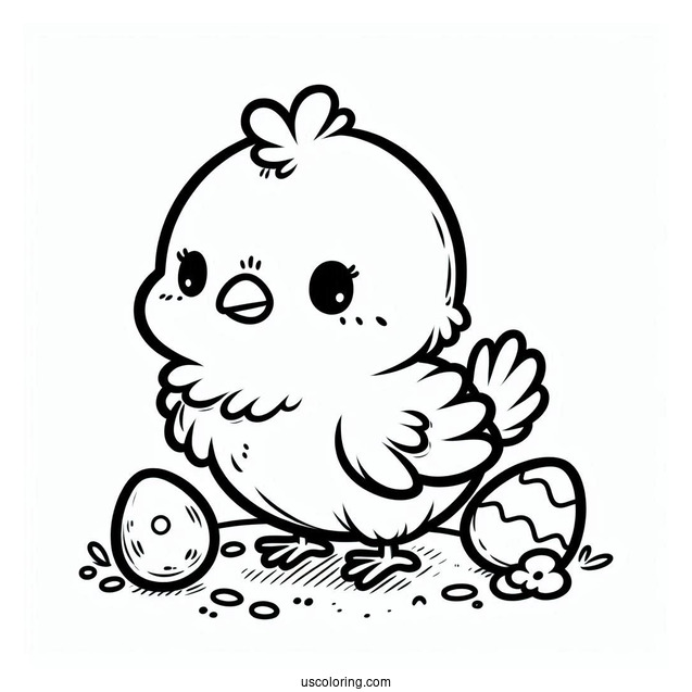 Cute Baby Chick Coloring Page For Kids