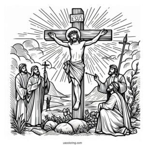 Jesus On Cross Coloring Page