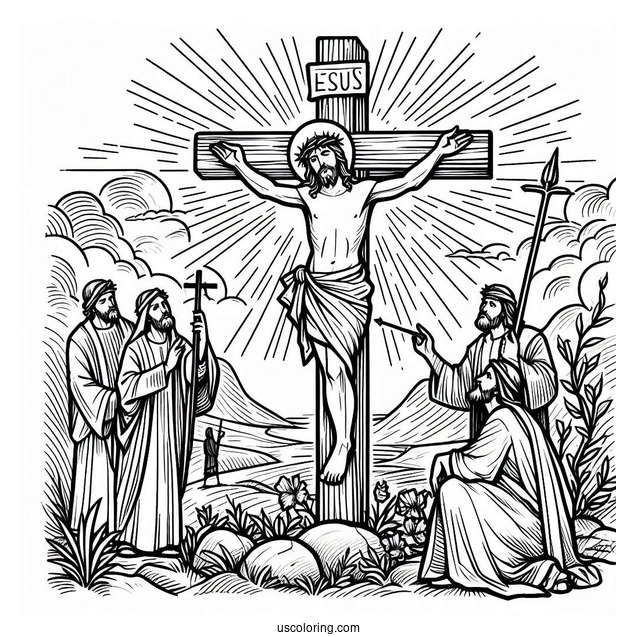 Jesus On Cross Coloring Page