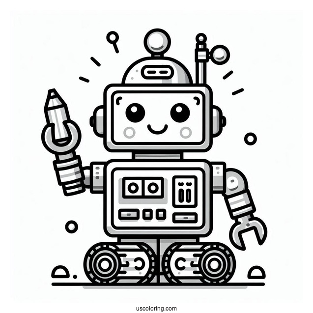 Simple Lego Robot Coloring Page For Kids