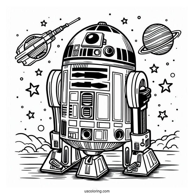 Cute R2-D2 Coloring Page Comic